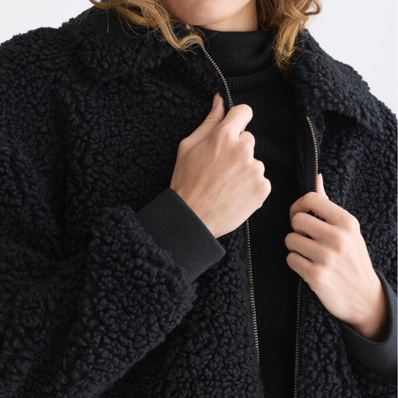 Jcrew Cropped Sherpa Jacket Bomber Jacket Cozy Coat - Picture 2 of 10